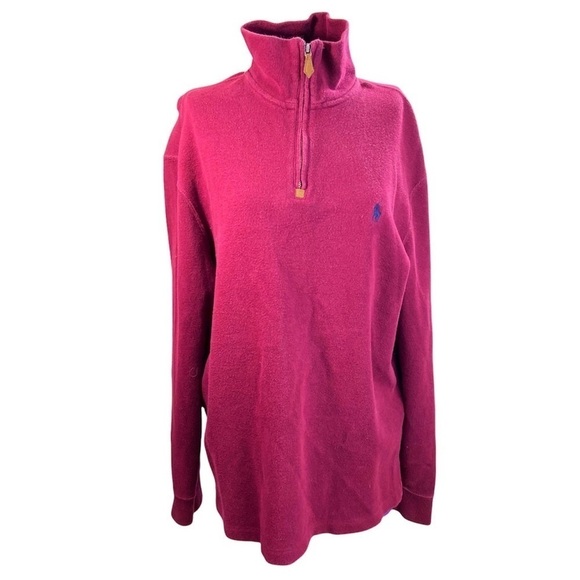 Polo Ralph Lauren maroon cotton partial zip pullover M - Picture 1 of 8